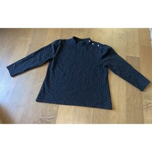 Ann Taylor Petite Black Polka Dot Blouse Top XLp High Neck Dressy High Neck